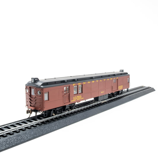 HO Scale Pennsylvania RR MUmP54 Baggage-Mail Car #5417 – Non-Powered, – Tuscan Red (Post-War)
