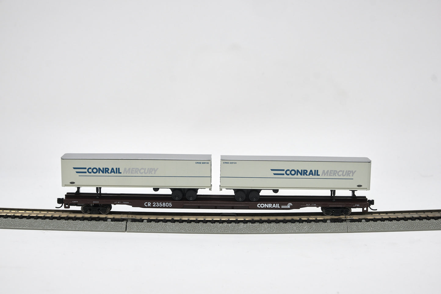 N-Scale 89 Ft Flatcar Conrail With 45Ft Trailers Conrail Mercury Car #235805