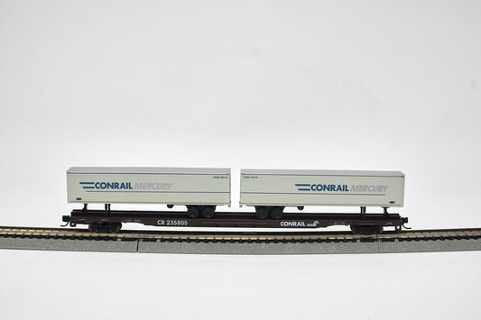 N-Scale 89 Ft Flatcar Conrail With 45Ft Trailers Conrail Mercury Car #235805
