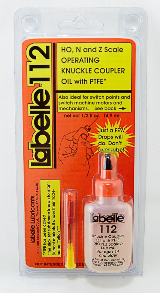 Labelle #112 Coupler & Track Mechanism Oil with PTFE – For N, Z, and HO Scale Model Trains