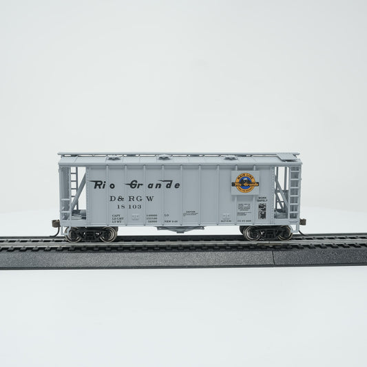 HO Scale Rio Grande Airslide Hopper 2-Pack – Road Numbers 18103 & 18105 – “Main Line Thru the Rockies”