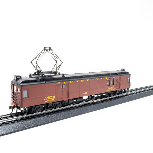 HO Scale Pennsylvania RR MUmP54 Baggage-Mail Car #5403 – Non-Powered, Pantograph Equipped – Tuscan Red (Post-War)