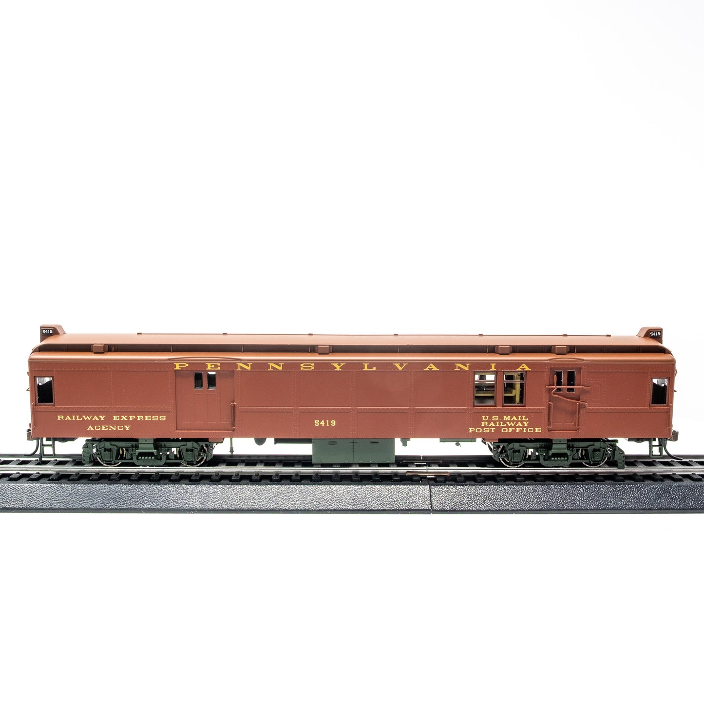 HO Scale Pennsylvania RR MUmP54 Baggage-Mail Car #5419 – Non-Powered, – Tuscan Red (Pre-War)