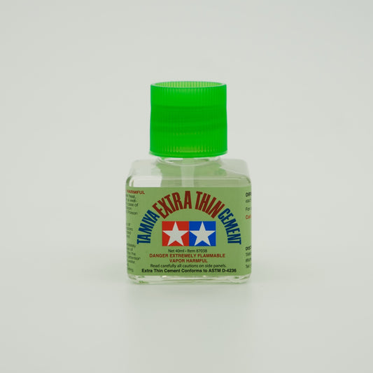Tamiya Extra Thin Cement – 40ml Bottle with Brush Applicator | Plastic Model Adhesive for Precision Gluing